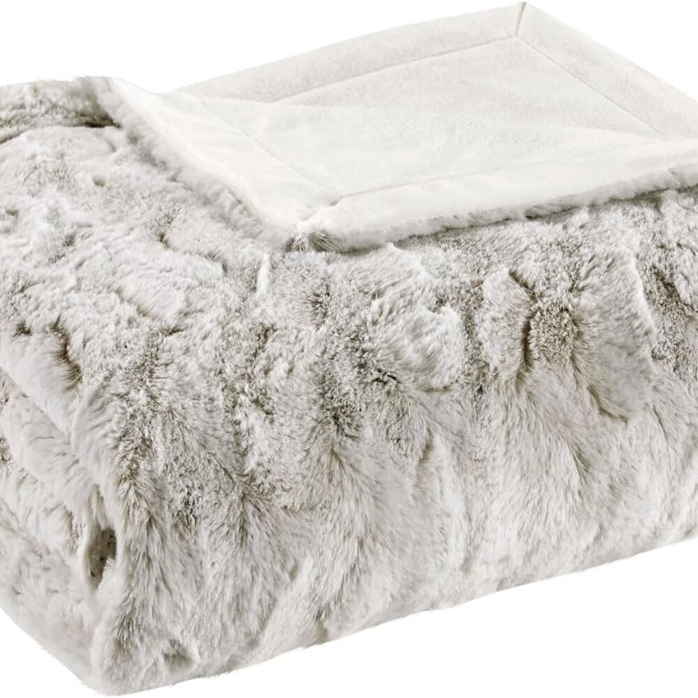 Zuri Soft Plush Luxury Oversized Faux Fur Throw Animal Stripes Design, Faux Mink
